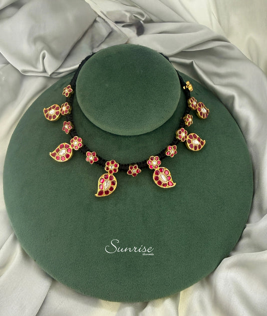 KUNDAN MANGO BLACK THREAD NECKLACE