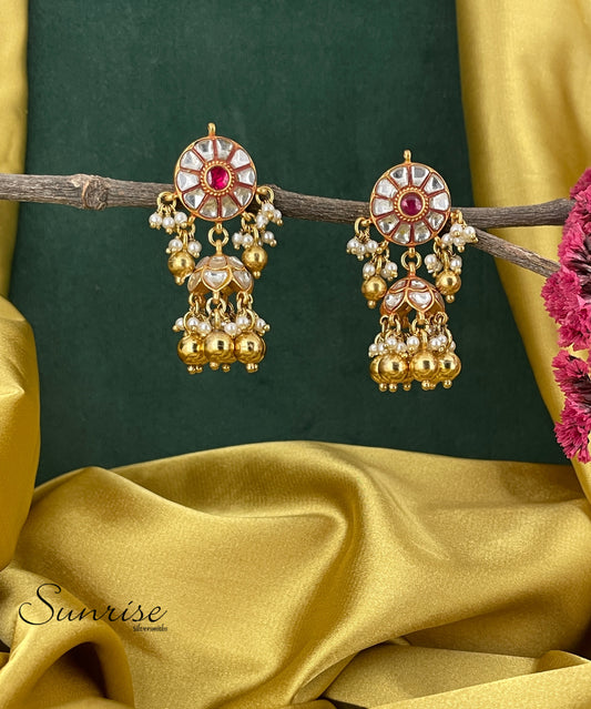 WHITE KUNDAN JUMKAS