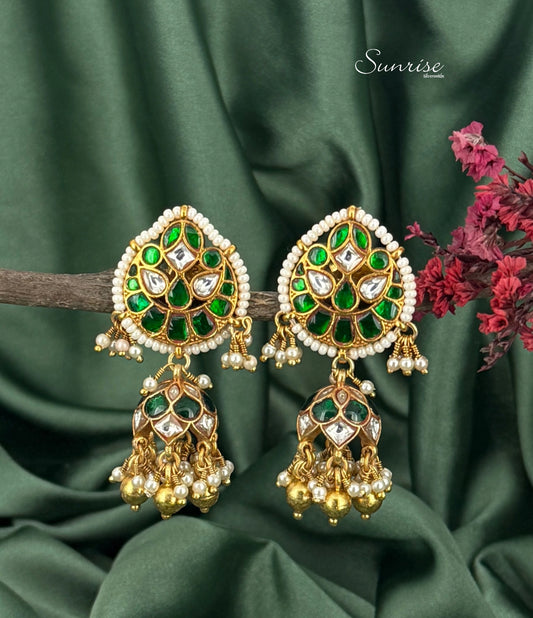 GREEN KUNDAN JHUMKA