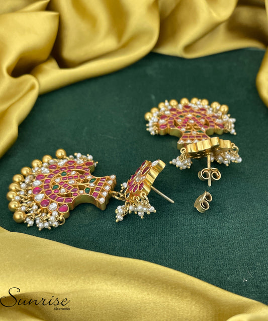 MULTICOLOURED KUNDAN CHANDBALI