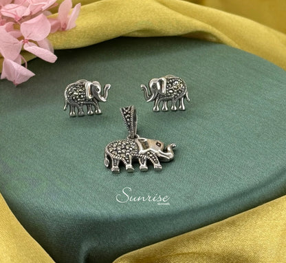 ELEPHANT MARCASITE PENDANT SET