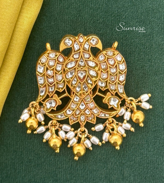 GANDABERUNDA WHITE KUNDAN PENDANT
