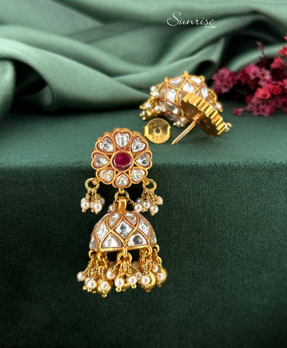 WHITE JADAU JHUMKA