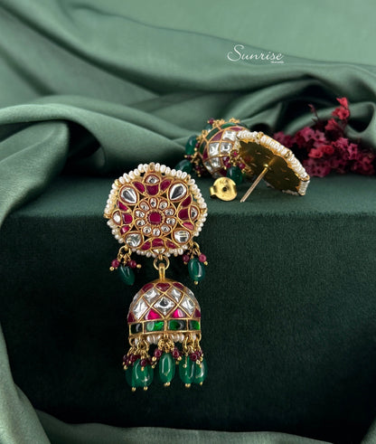 MULTICOLORED KUNDAN JHUMKA