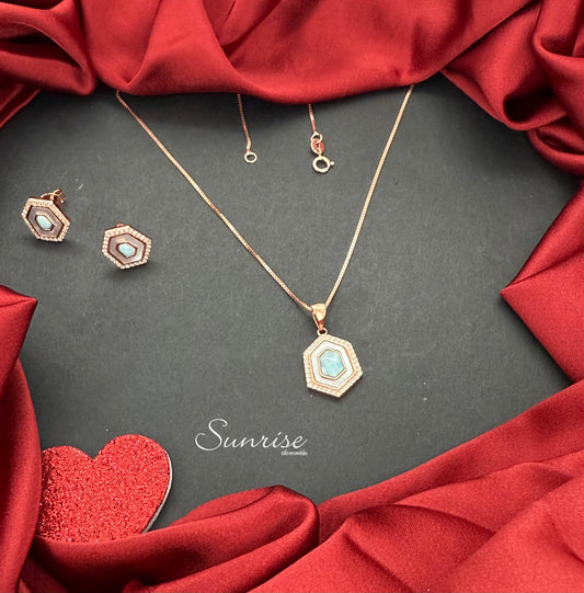 LARIMAR ROSE GOLD NECKLACE SET