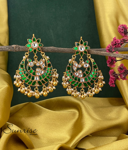 GREEN KUNDAN CHANDBALI