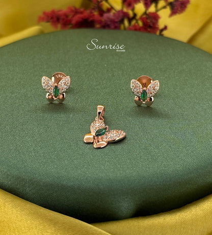 BUTTERFLY ROSE GOLD PENDANT SET