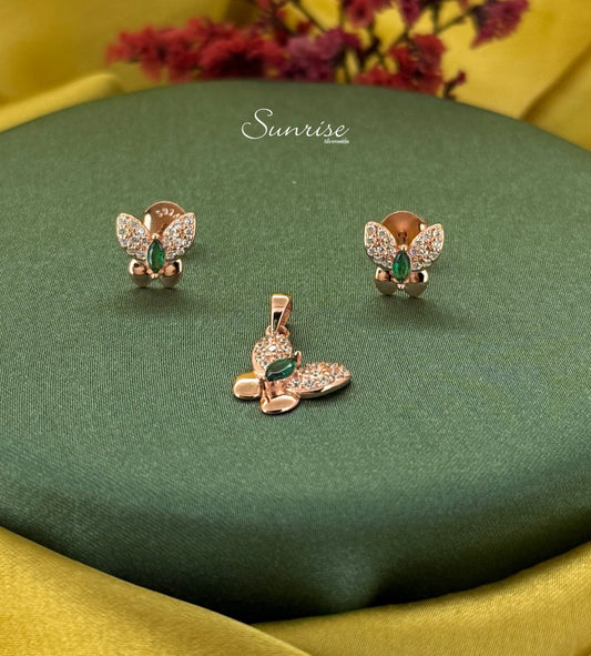 BUTTERFLY ROSE GOLD PENDANT SET