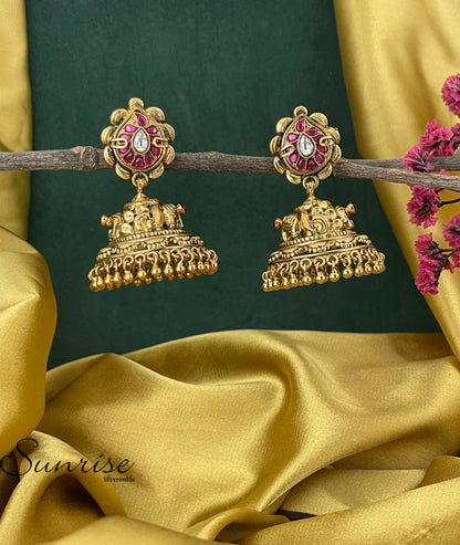 KUNDAN STUDDED NAKSHI JUMKAS