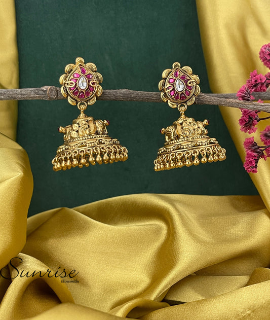 KUNDAN STUDDED NAKSHI JUMKAS