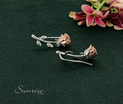 TWO TONE ROSE EARCLIPS