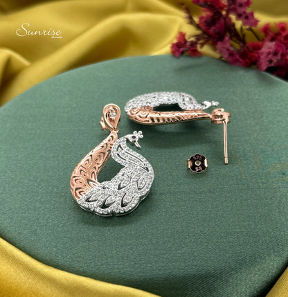 TWO TONE PEACOCK PENDANT SET