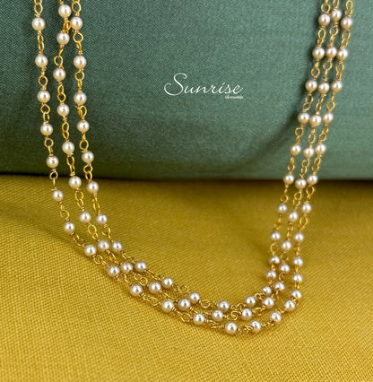 THREE LINE PEARL CHAIN