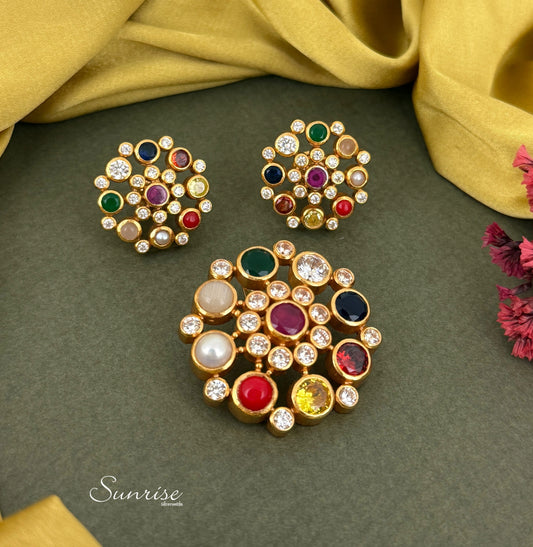 NAVRATHNA PENDANT SET