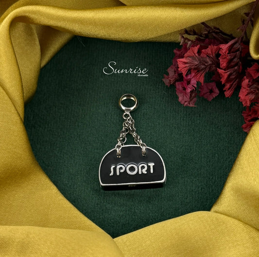 BLACK ENAMEL PURSE CHARM