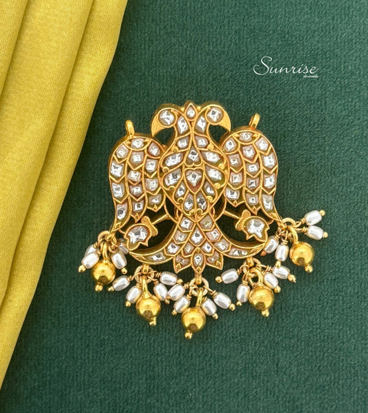 GANDABERUNDA WHITE KUNDAN PENDANT