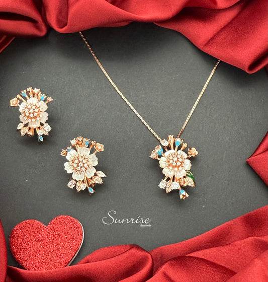 ROSE GOLD MOP NECKLACE SET