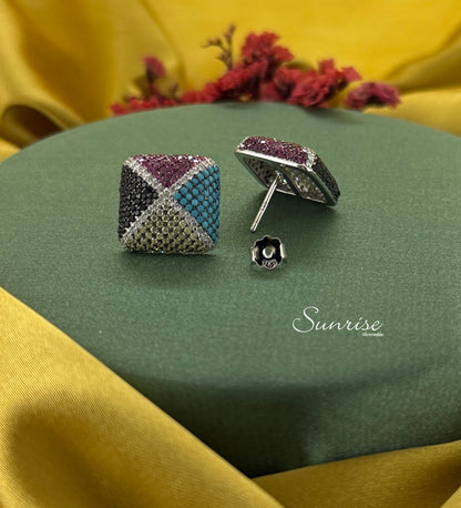 MULTI-COLORED SQUARE CZ PENDANT SET