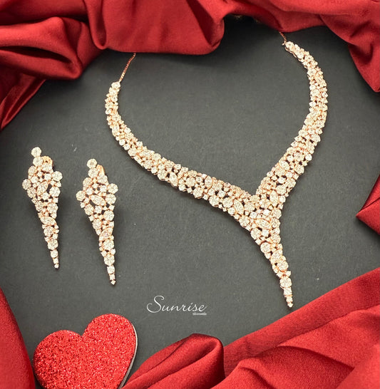 ROSE GOLD CZ NECKLACE SET