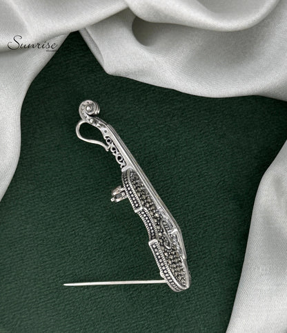 MARCASITE VIOLIN BROOCH