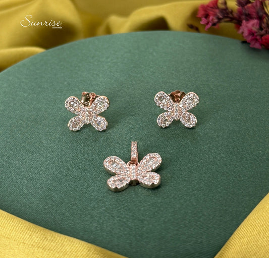 CZ BUTTERFLY PENDANT SET