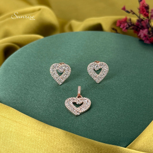 CZ ROSE GOLD PENDANT SET