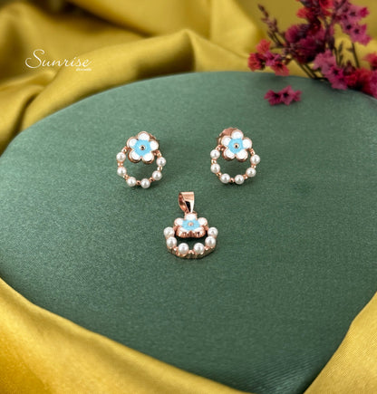 ENAMEL FLORAL PENDANT SET