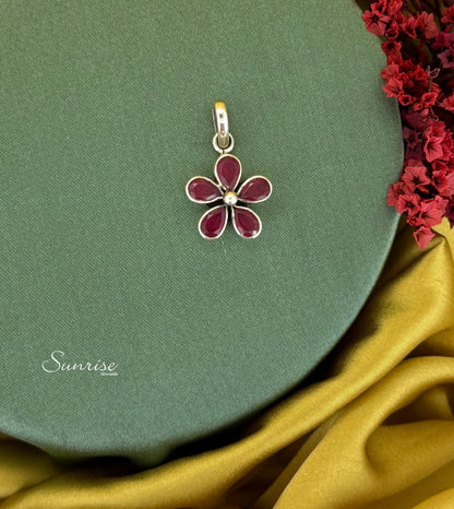 CUT STONE FLORAL PENDANT SET