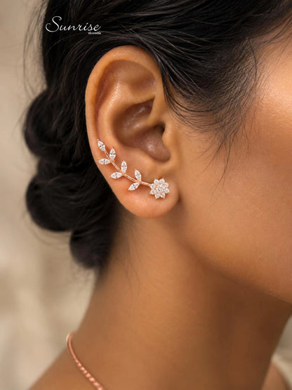 ROSE GOLD FLORAL EARCLIPS