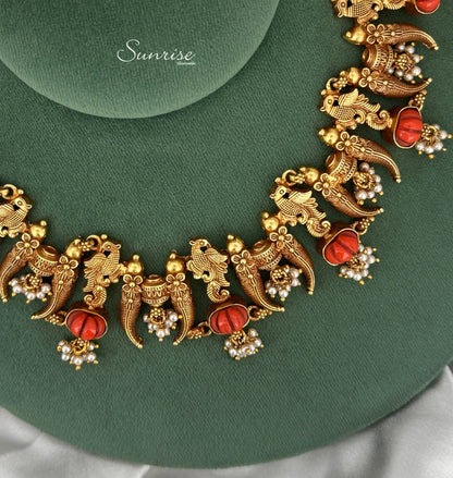 CORAL FUSION PEACOCK NECKLACE