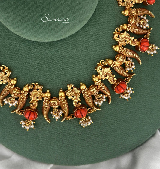 CORAL FUSION PEACOCK NECKLACE