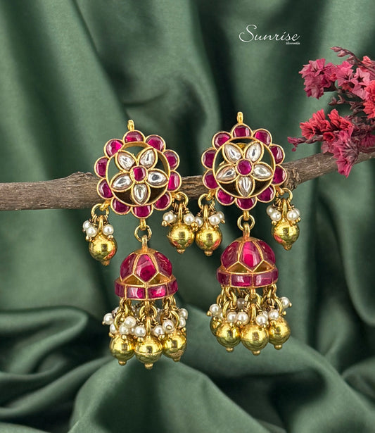 FLORAL KUNDAN JHUMKA