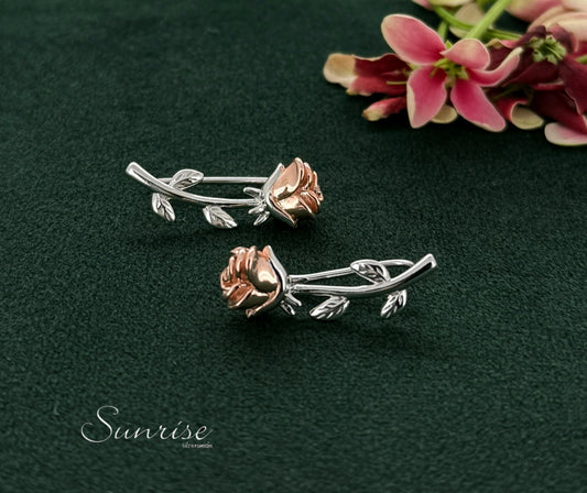TWO TONE ROSE EARCLIPS