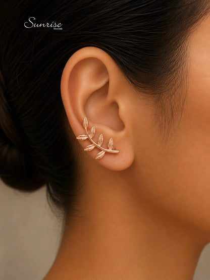ROSE GOLD  LEAF EARCLIPS