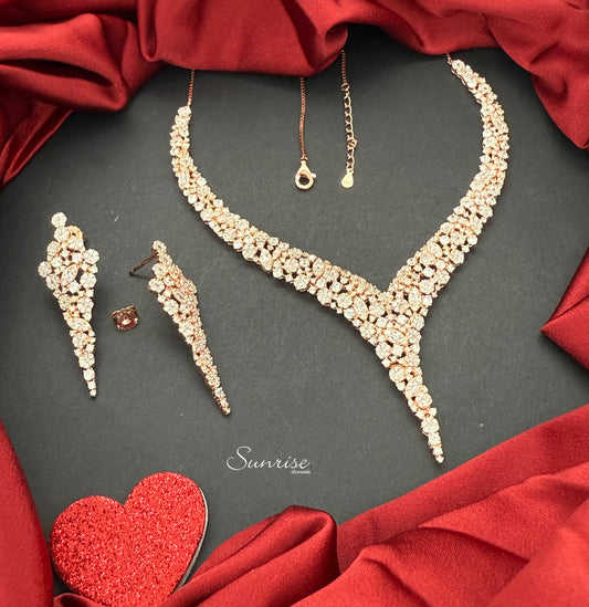 ROSE GOLD CZ NECKLACE SET