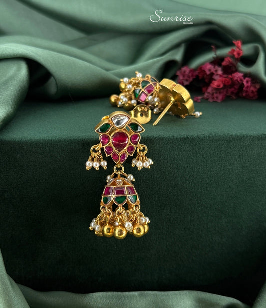 MULTICOLORED KUNDAN JHUMKA
