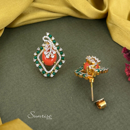 CORAL CZ PENDANT SET