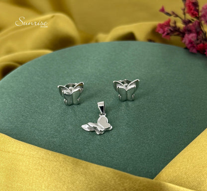TWIN BUTTERFLY SILVER PENDANT SET