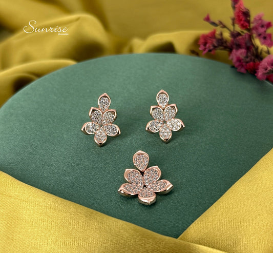 CZ FLORAL PENDANT SET