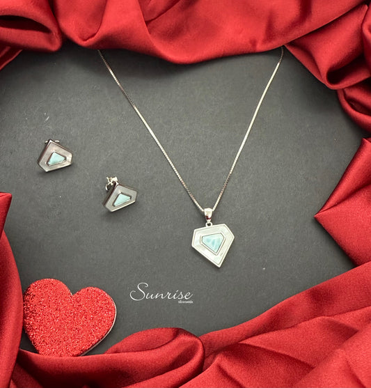 LARIMAR SILVER NECKLACE SET