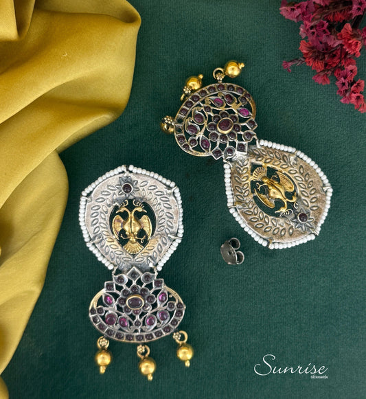 TWO TONE GANDABERUNDA EARRINGS