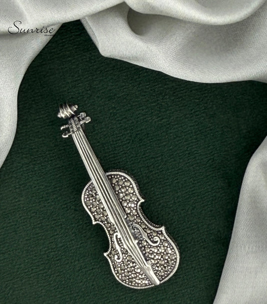MARCASITE VIOLIN BROOCH