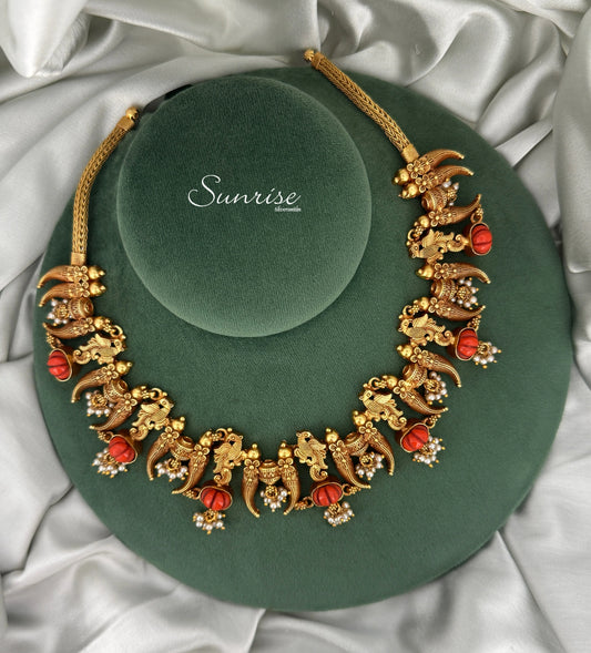 CORAL FUSION PEACOCK NECKLACE
