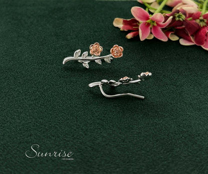 TWO TONE FLORAL EARCLIPS