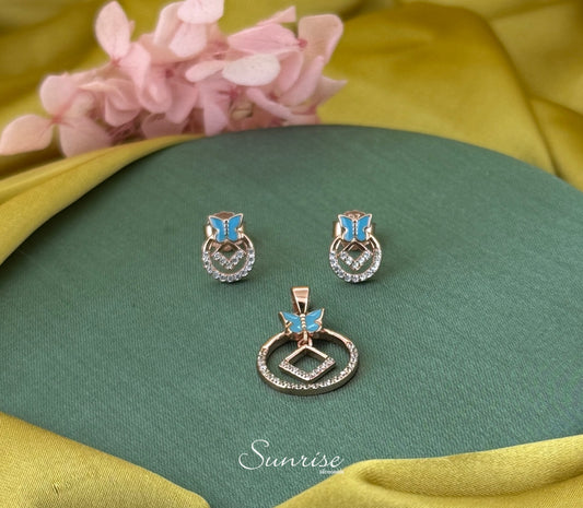 BUTTERFLY ROSE GOLD PENDANT SET