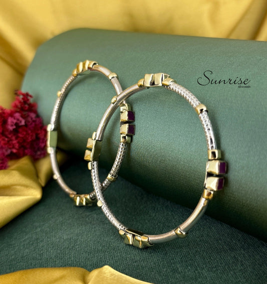 RUBY PINK CUT STONE BANGLE