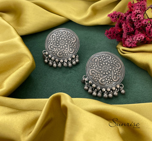 OXIDISED ROUND EARRINGS