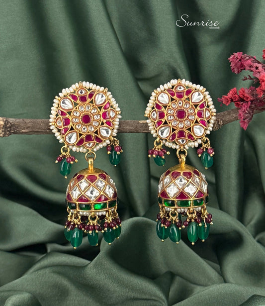 MULTICOLORED KUNDAN JHUMKA