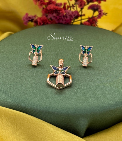 ROSE GOLD BUTTERFLY PENDANT SET