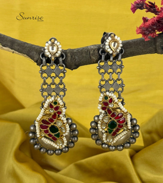 OXI WITH KUNDAN PEACOCK EARRINGS